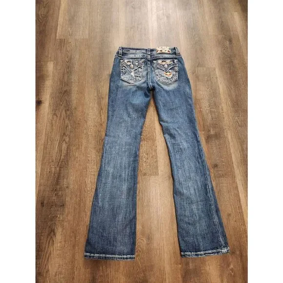 Miss Me jeans 27x32 embroidered Low-Rise denim 5 pocket - Picture 3 of 8